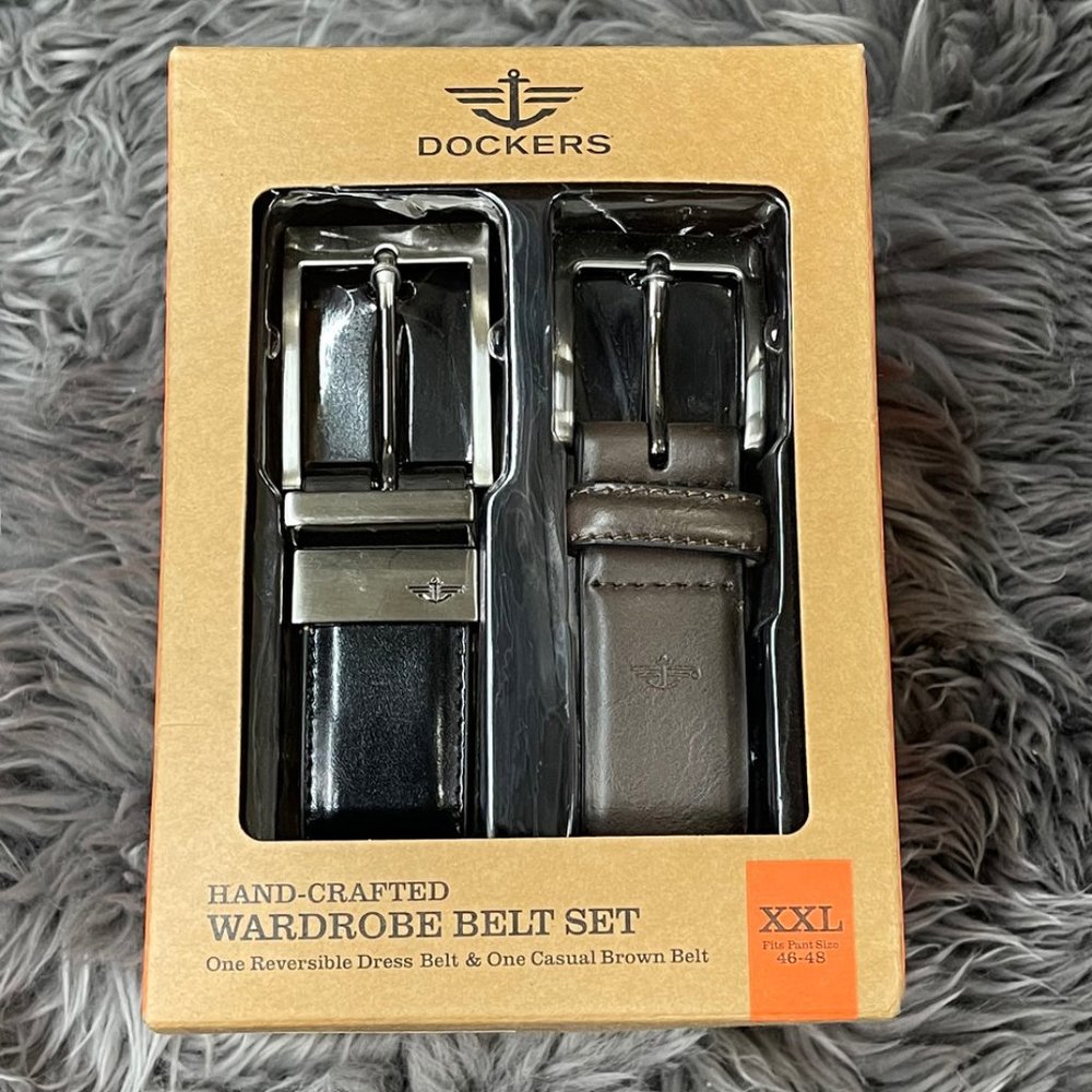 Dockers Men's Belt Set | 2 Pack | Black & Brown | Size XXLarge *NEW